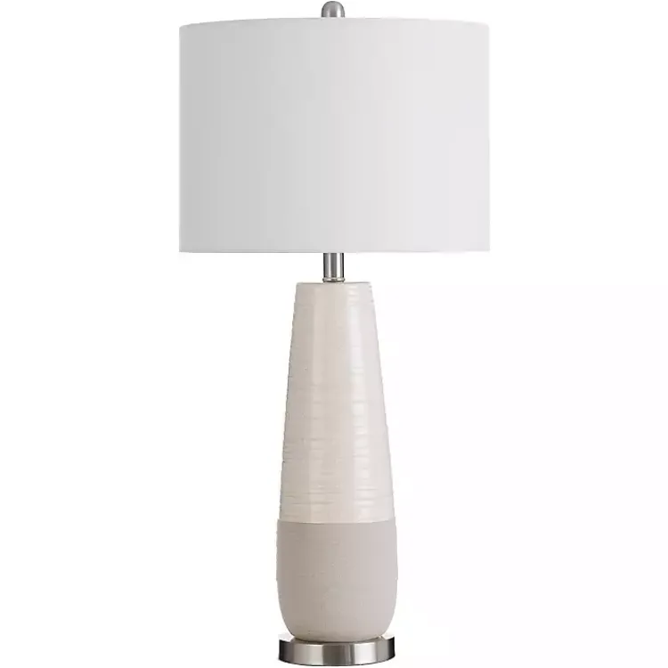 Table Lamps-Kirklands Home Cream Speckled Two Tone Table Lamp White
