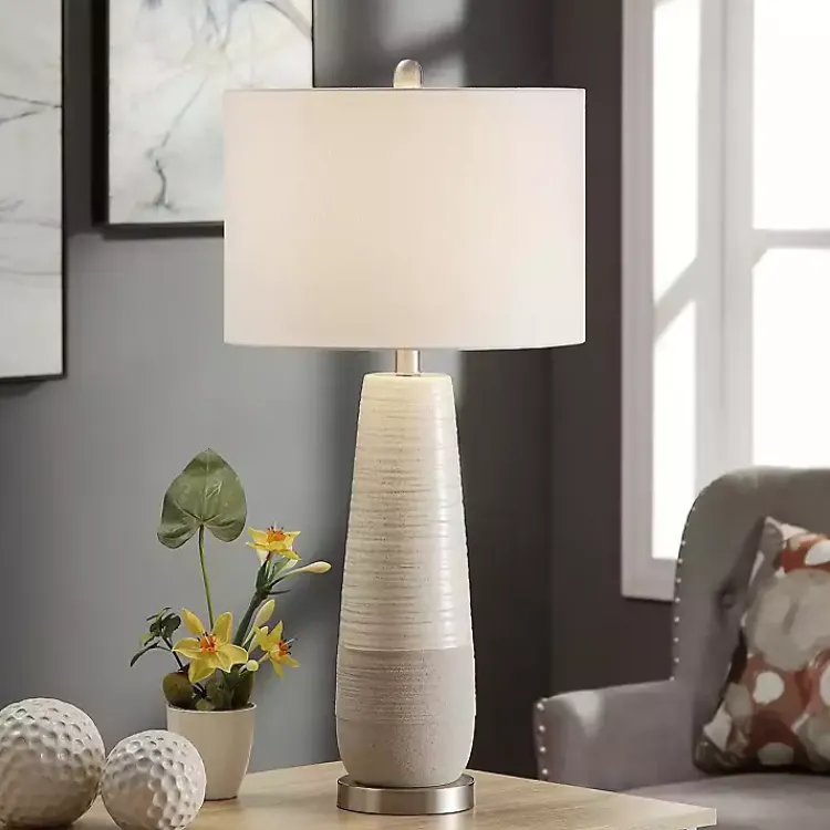 Table Lamps-Kirklands Home Cream Speckled Two Tone Table Lamp White