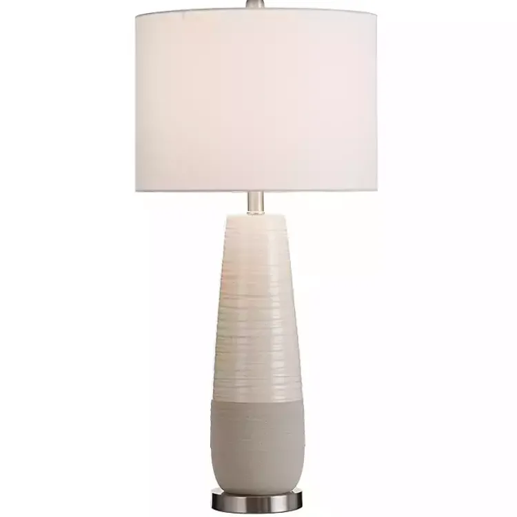 Table Lamps-Kirklands Home Cream Speckled Two Tone Table Lamp White