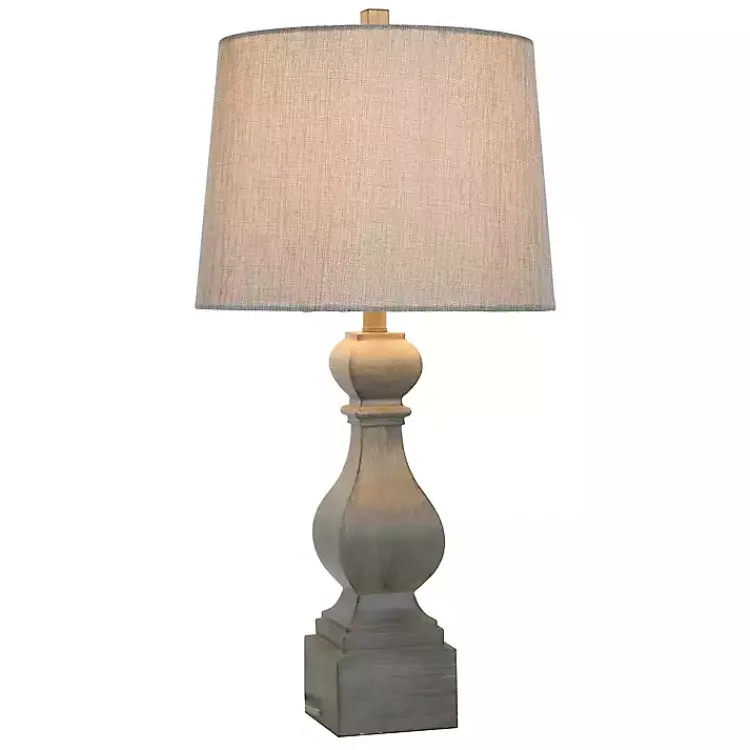 Table Lamps-Kirklands Home Distressed Traditional Baluster Table Lamp Gray