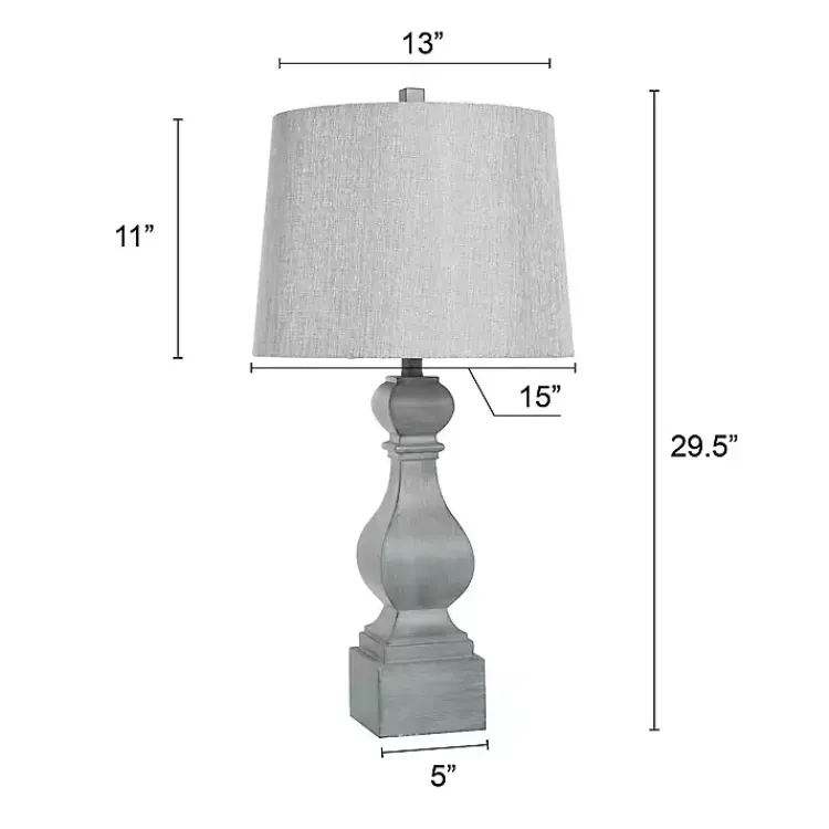Table Lamps-Kirklands Home Distressed Traditional Baluster Table Lamp Gray