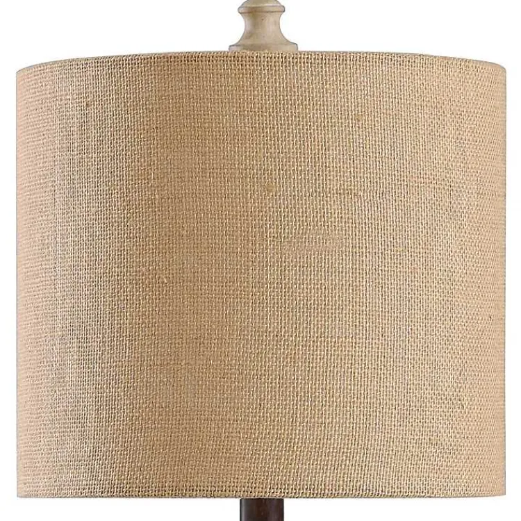 Table Lamps-Kirklands Home Beige Stripes Curved Table Lamp Tan