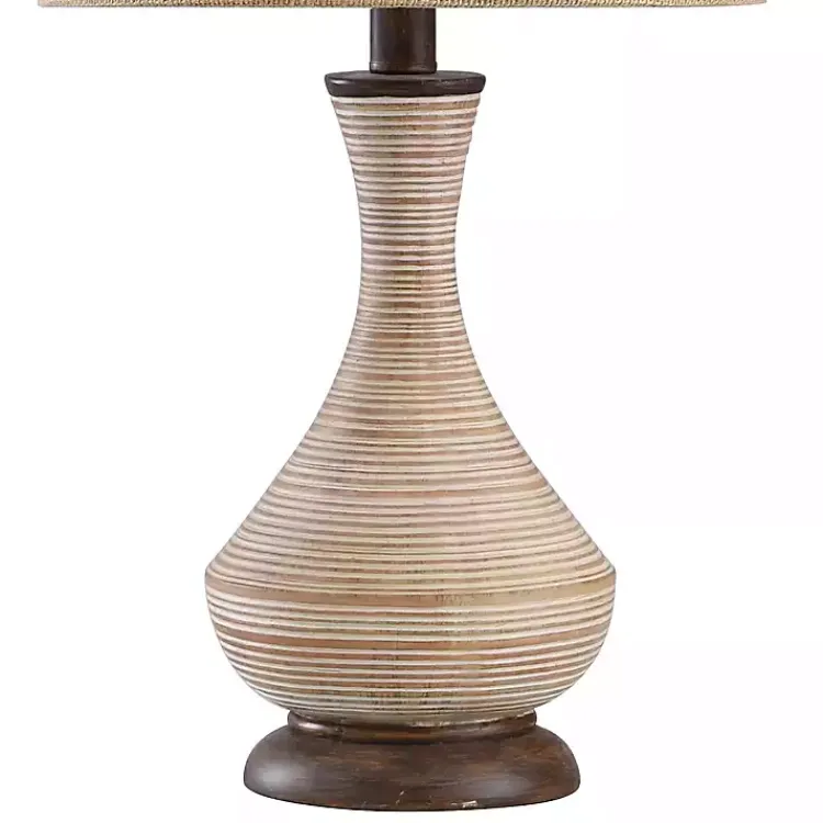 Table Lamps-Kirklands Home Beige Stripes Curved Table Lamp Tan