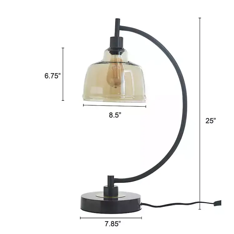 Table Lamps-Kirklands Home Black Metal Arched Task Lamp Brown