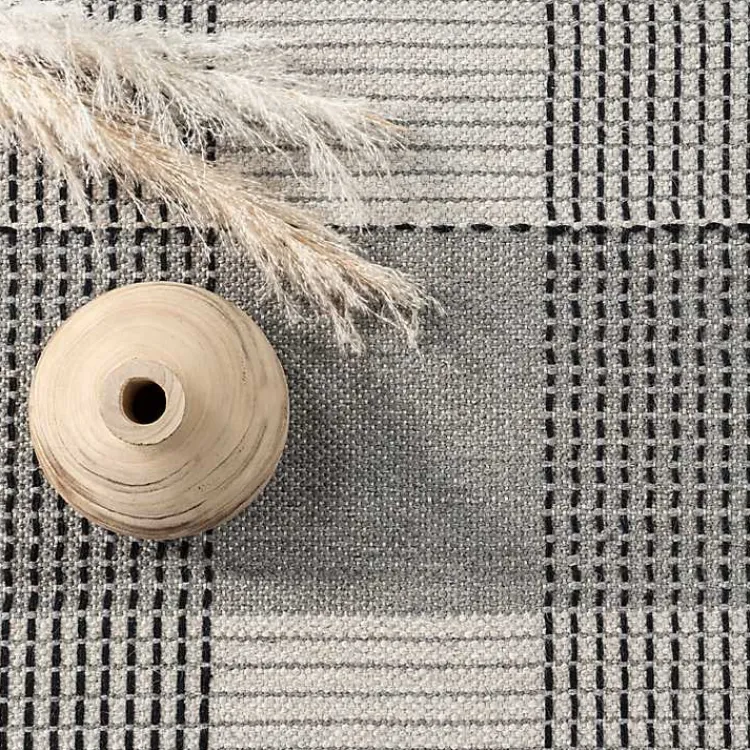 Area Rugs-Kirklands Home Plaid Emily Henderson x RugsUSA Area Rug, 4x6 Gray