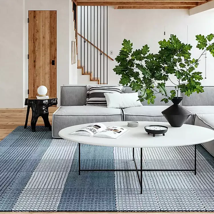 Area Rugs-Kirklands Home Plaid Emily Henderson x RugsUSA Area Rug, 6x9 Blue