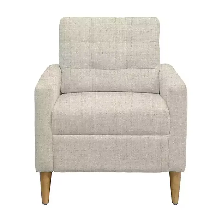 Accent Chairs-Kirklands Home Cream Upholstered Tufted Dani Accent Chair White