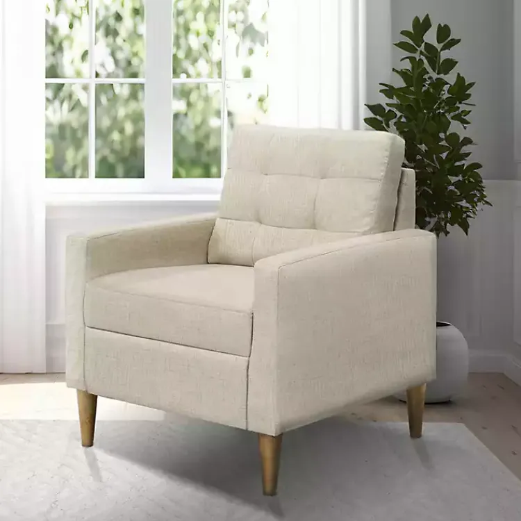 Accent Chairs-Kirklands Home Cream Upholstered Tufted Dani Accent Chair White