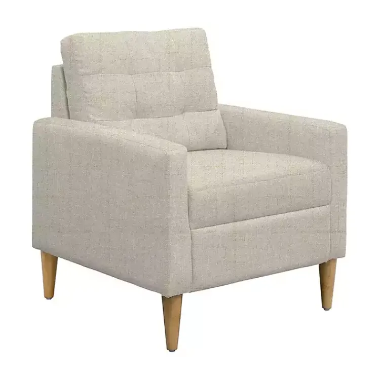 Accent Chairs-Kirklands Home Cream Upholstered Tufted Dani Accent Chair White