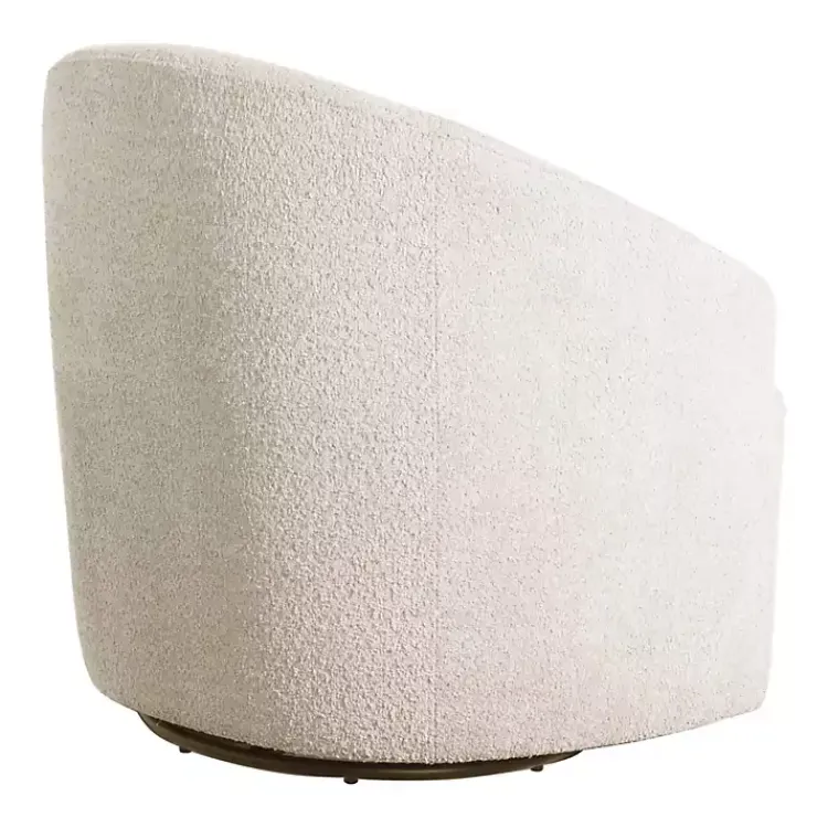 Accent Chairs-Kirklands Home Cream Boucle Barrel Swivel Accent Chair White