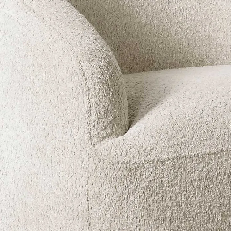 Accent Chairs-Kirklands Home Cream Boucle Barrel Swivel Accent Chair White