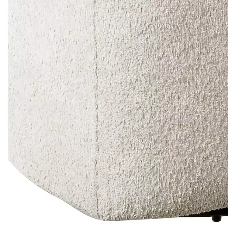 Accent Chairs-Kirklands Home Cream Boucle Barrel Swivel Accent Chair White