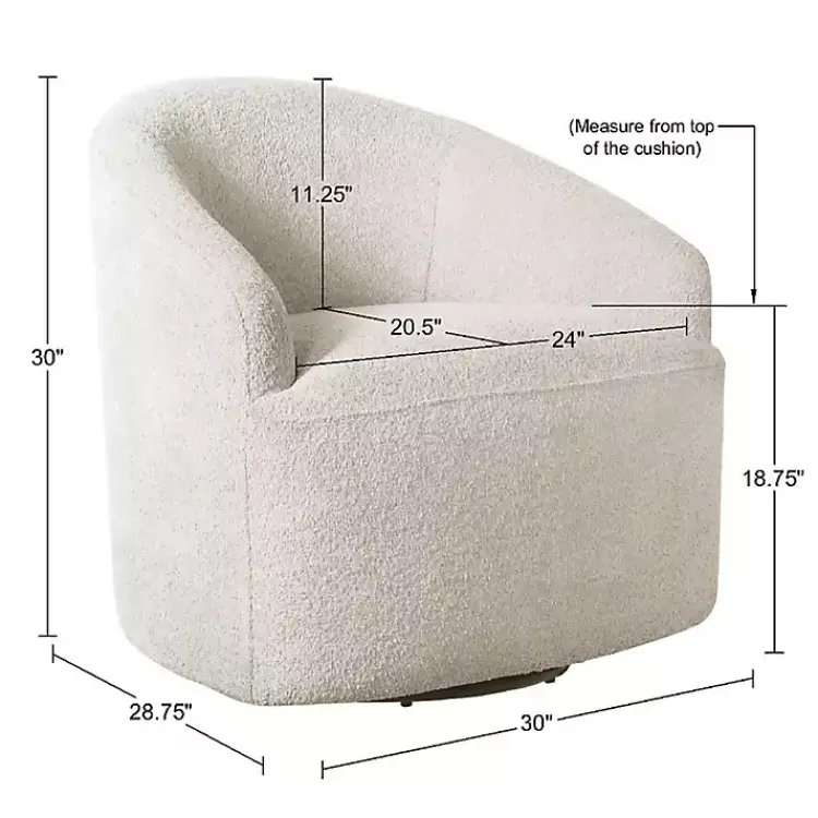 Accent Chairs-Kirklands Home Cream Boucle Barrel Swivel Accent Chair White