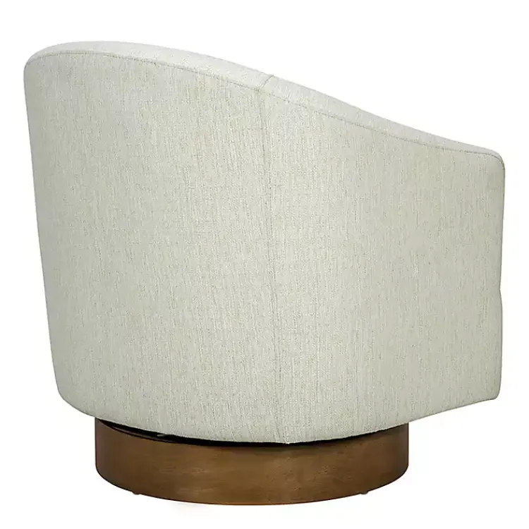 Accent Chairs-Kirklands Home Ashton Cream Swivel Chair with Wood Base White