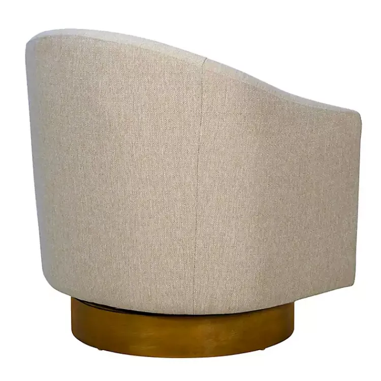 Accent Chairs-Kirklands Home Ashton Swivel Chair with Wood Base Tan