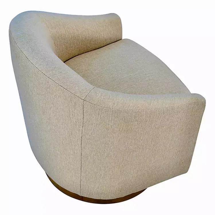 Accent Chairs-Kirklands Home Ashton Swivel Chair with Wood Base Tan