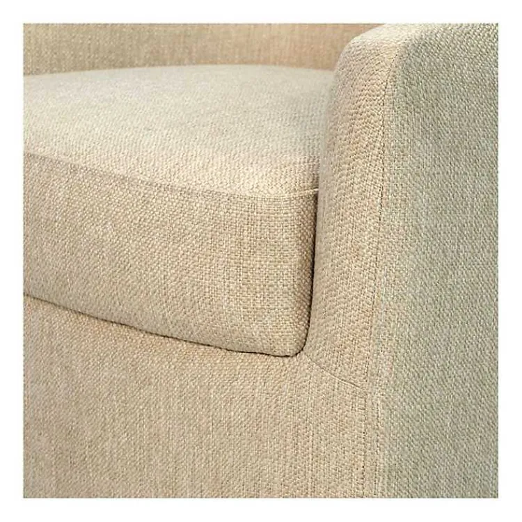 Accent Chairs-Kirklands Home Ashton Swivel Chair with Wood Base Tan