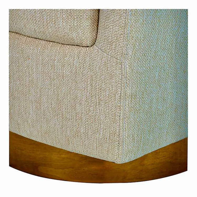 Accent Chairs-Kirklands Home Ashton Swivel Chair with Wood Base Tan