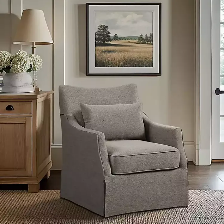 Accent Chairs-Kirklands Home Skirted Swivel Martha Stewart Accent Chair Tan