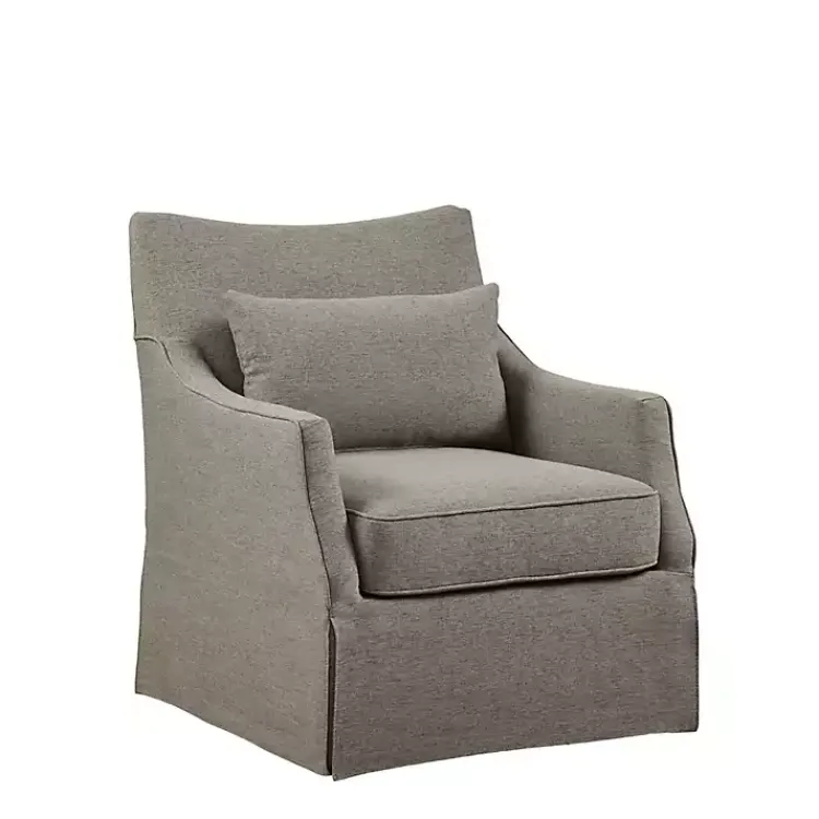 Accent Chairs-Kirklands Home Skirted Swivel Martha Stewart Accent Chair Tan