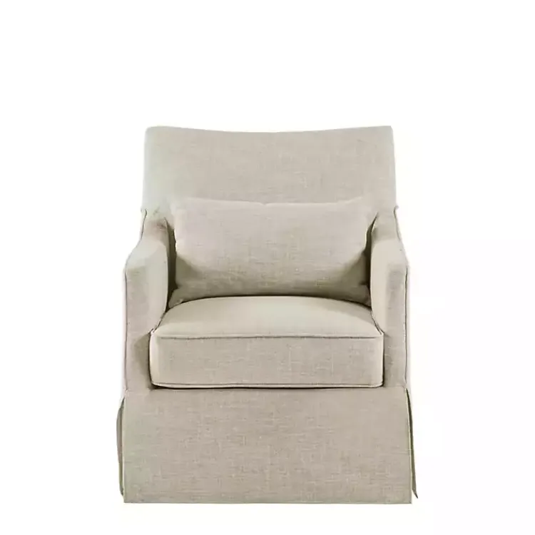 Accent Chairs-Kirklands Home Beige Skirted Swivel Martha Stewart Accent Chair Tan