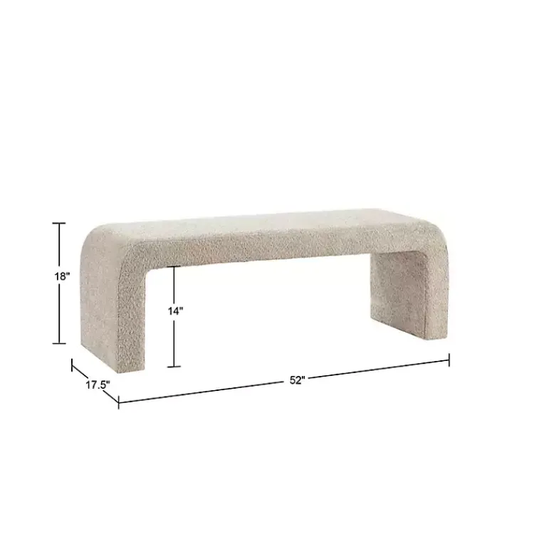 Benches & Ottomans-Kirklands Home Beige Boucle Waterfall Bench, 52 in. Brown