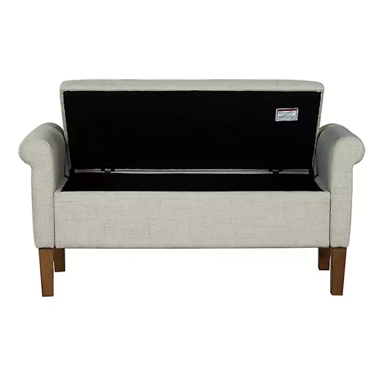Benches & Ottomans-Kirklands Home Natural Upholstered Aubrey Storage Bench Ivory
