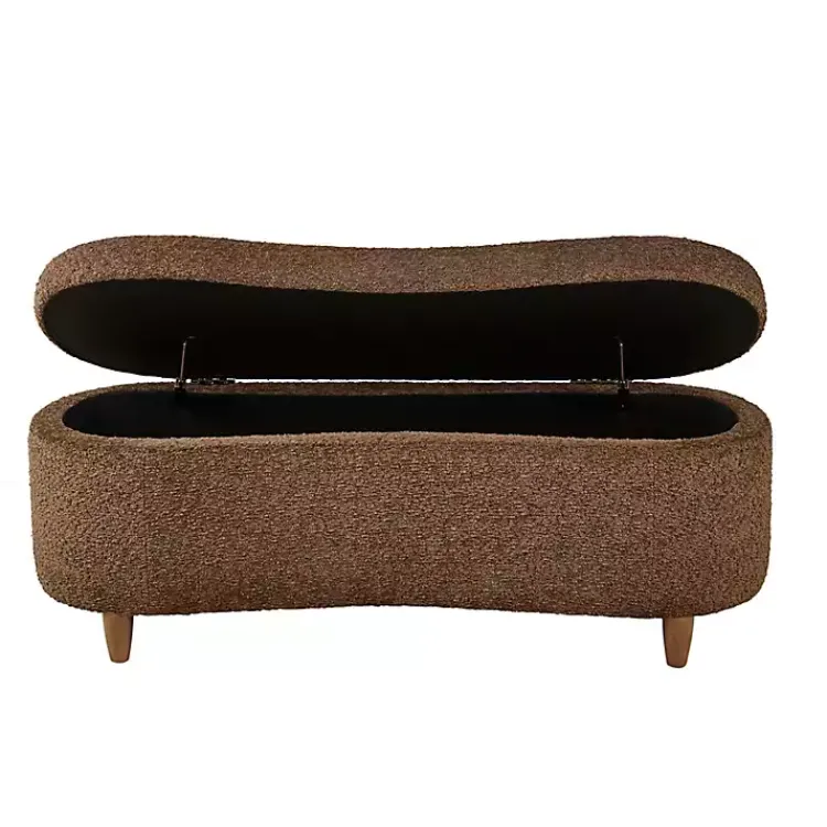 Benches & Ottomans-Kirklands Home Boucle Flip-Top Storage Bench Brown