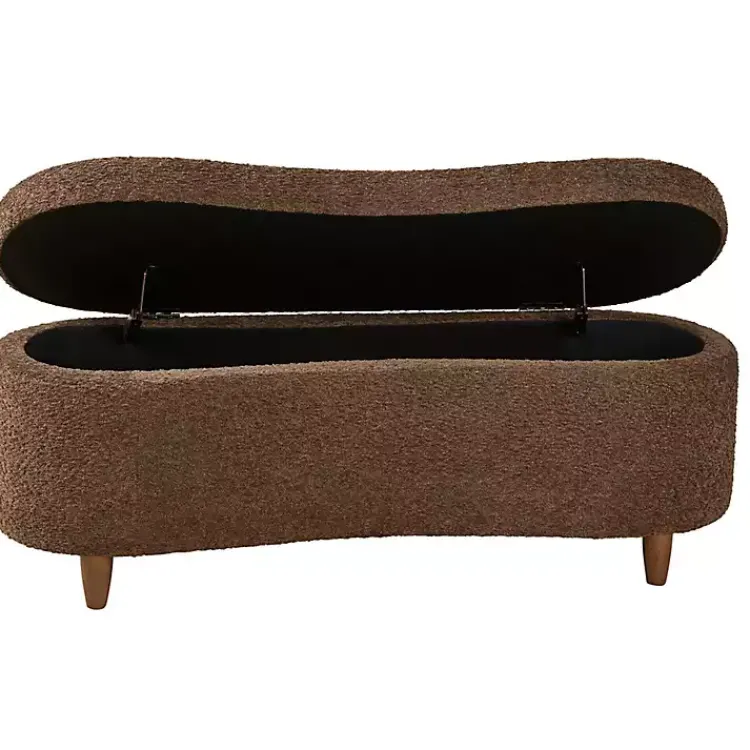 Benches & Ottomans-Kirklands Home Boucle Flip-Top Storage Bench Brown