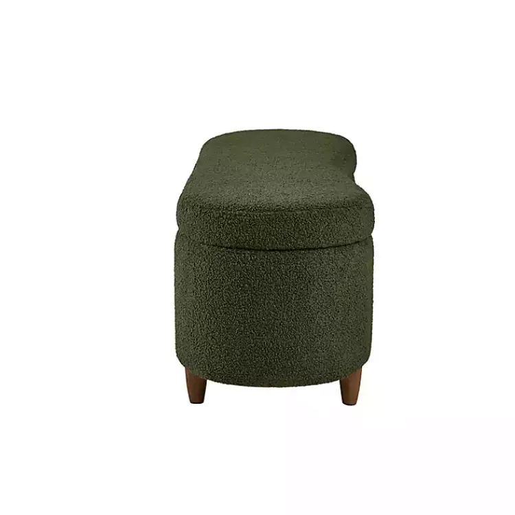 Benches & Ottomans-Kirklands Home Boucle Flip-Top Storage Bench Green