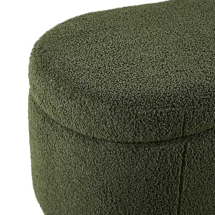 Benches & Ottomans-Kirklands Home Boucle Flip-Top Storage Bench Green