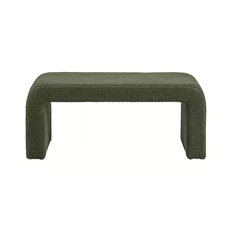 Benches & Ottomans-Kirklands Home Boucle Waterfall Bench Green