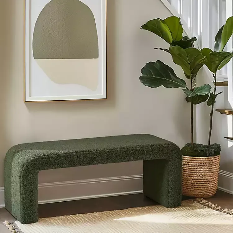 Benches & Ottomans-Kirklands Home Boucle Waterfall Bench Green