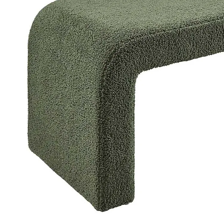 Benches & Ottomans-Kirklands Home Boucle Waterfall Bench Green