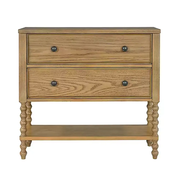 Cabinets & Sideboards-Kirklands Home Wood Turned Legs 2-Drawer Chest Tan