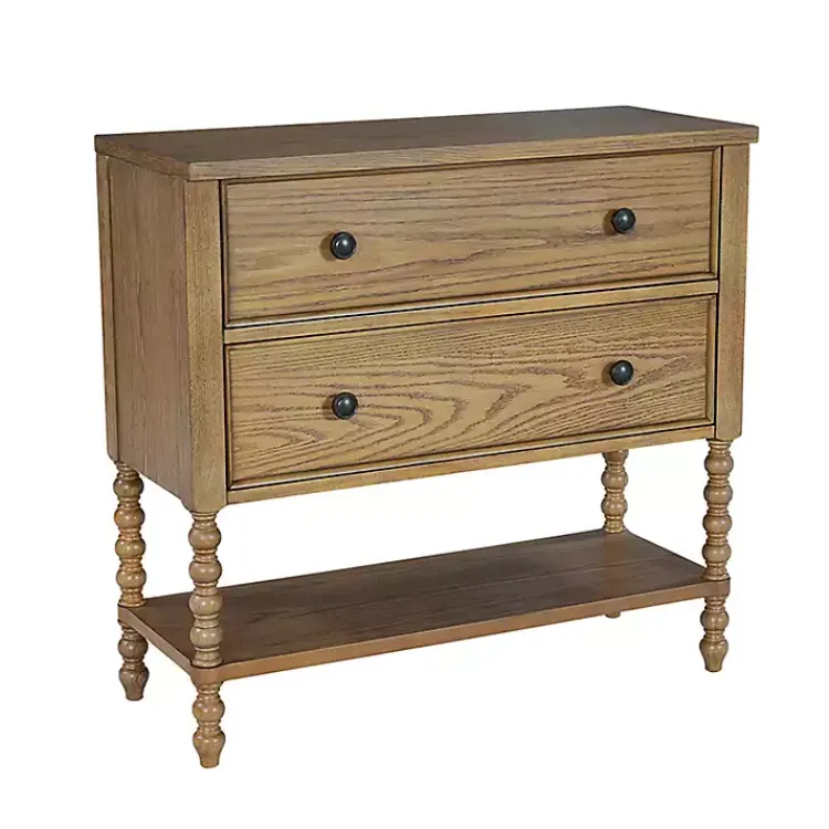 Cabinets & Sideboards-Kirklands Home Wood Turned Legs 2-Drawer Chest Tan