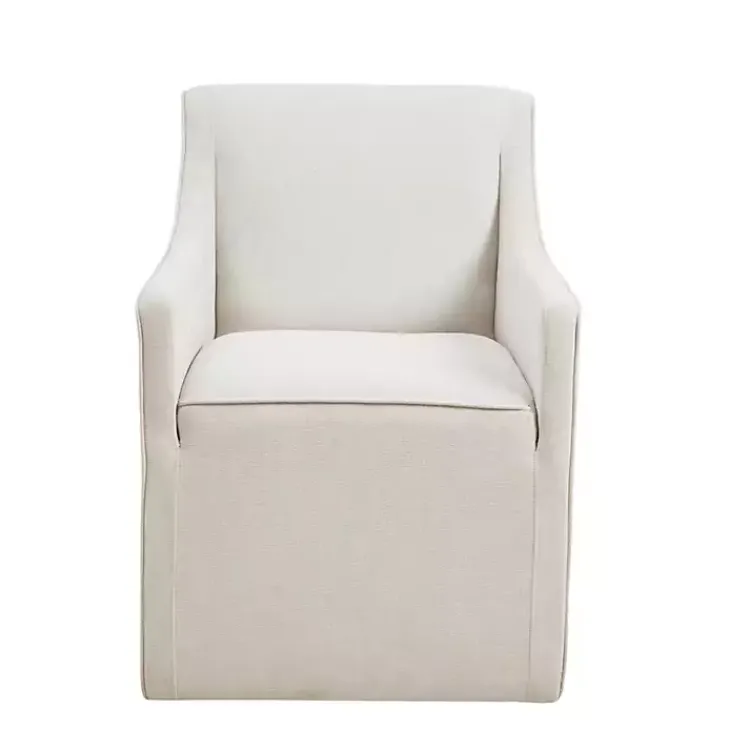 Dining Chairs-Kirklands Home Elaine Cream Upholstered Skirted Dining Chair White