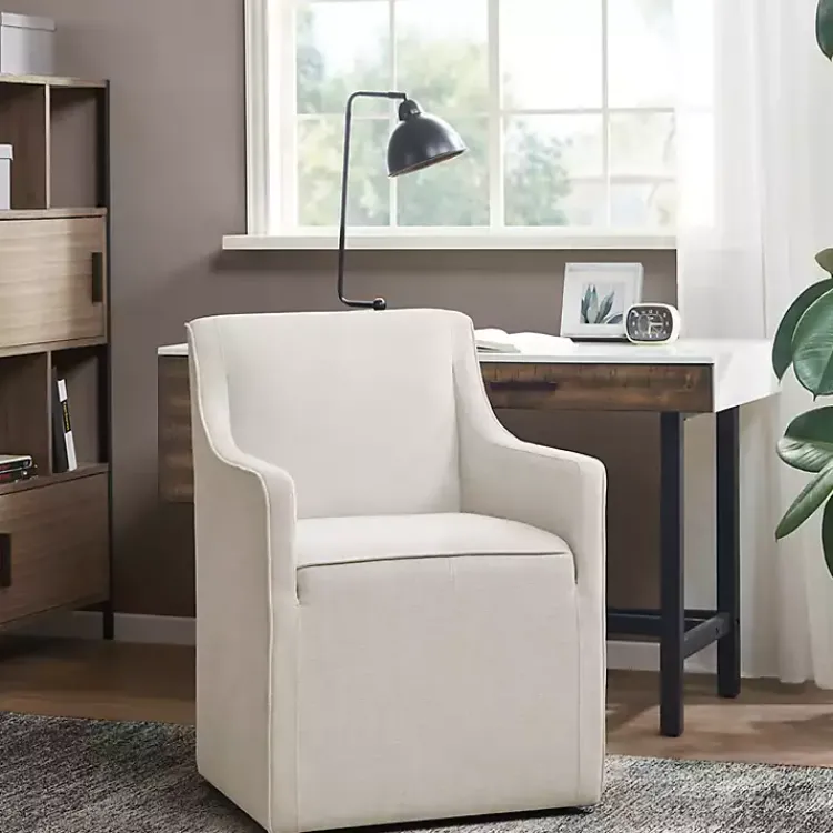 Dining Chairs-Kirklands Home Elaine Cream Upholstered Skirted Dining Chair White