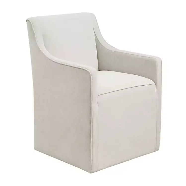 Dining Chairs-Kirklands Home Elaine Cream Upholstered Skirted Dining Chair White
