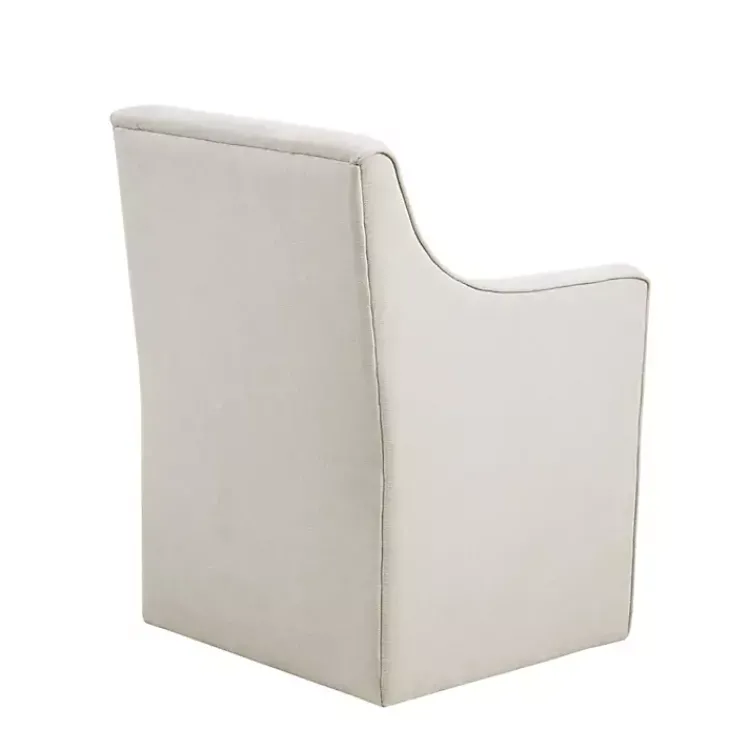 Dining Chairs-Kirklands Home Elaine Cream Upholstered Skirted Dining Chair White