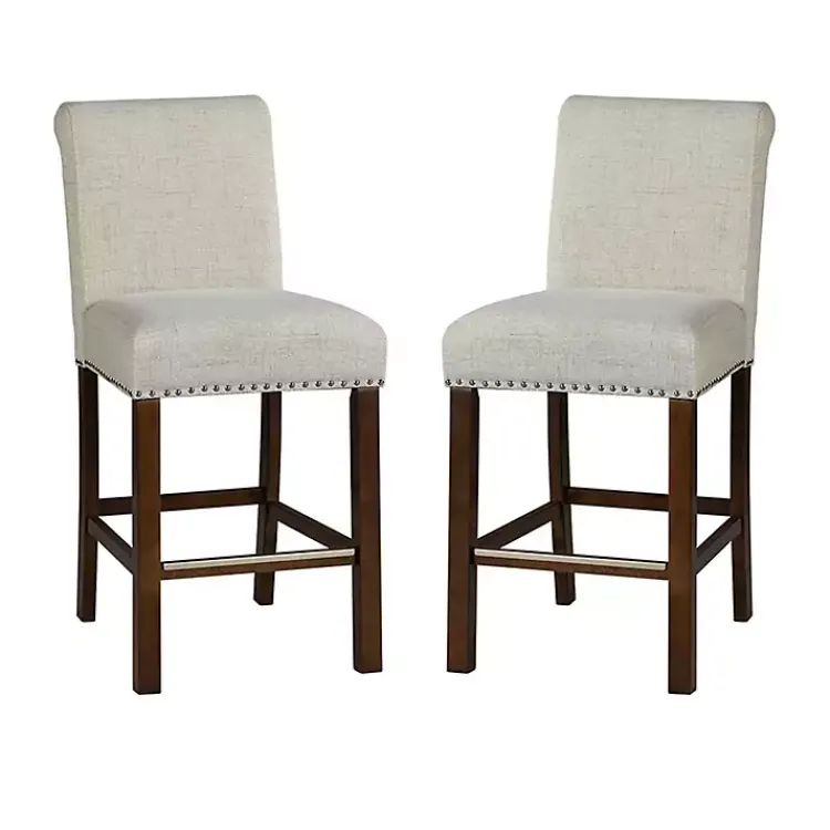 Bar Stools & Counter Height Stools-Kirklands Home Aubrey Natural Upholstered 2-pc. Counter Stool Set Tan