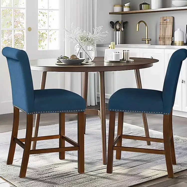Bar Stools & Counter Height Stools-Kirklands Home Aubrey Navy Upholstered 2-pc. Counter Stool Set Blue