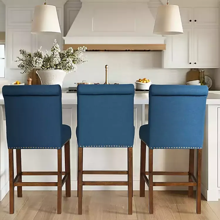 Bar Stools & Counter Height Stools-Kirklands Home Aubrey Navy Upholstered 2-pc. Counter Stool Set Blue