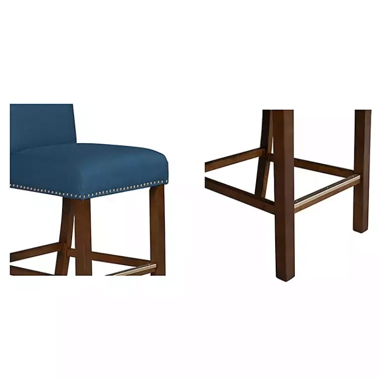 Bar Stools & Counter Height Stools-Kirklands Home Aubrey Navy Upholstered 2-pc. Counter Stool Set Blue