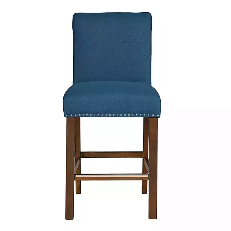 Bar Stools & Counter Height Stools-Kirklands Home Aubrey Navy Upholstered 2-pc. Counter Stool Set Blue