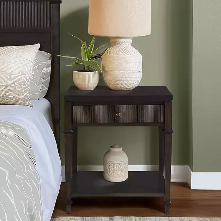 Nightstands-Kirklands Home Martha Stewart Dark Wood Nightstand Brown