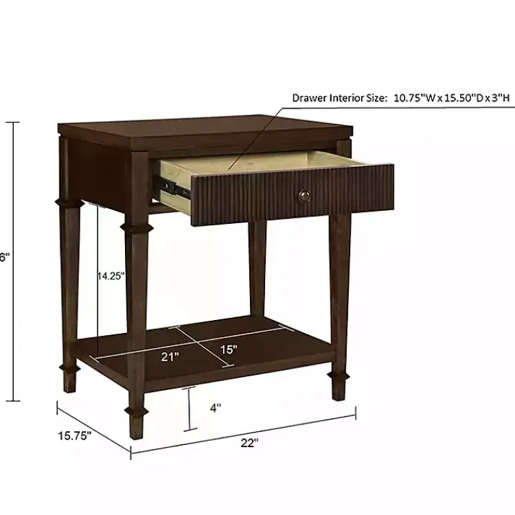 Nightstands-Kirklands Home Martha Stewart Dark Wood Nightstand Brown