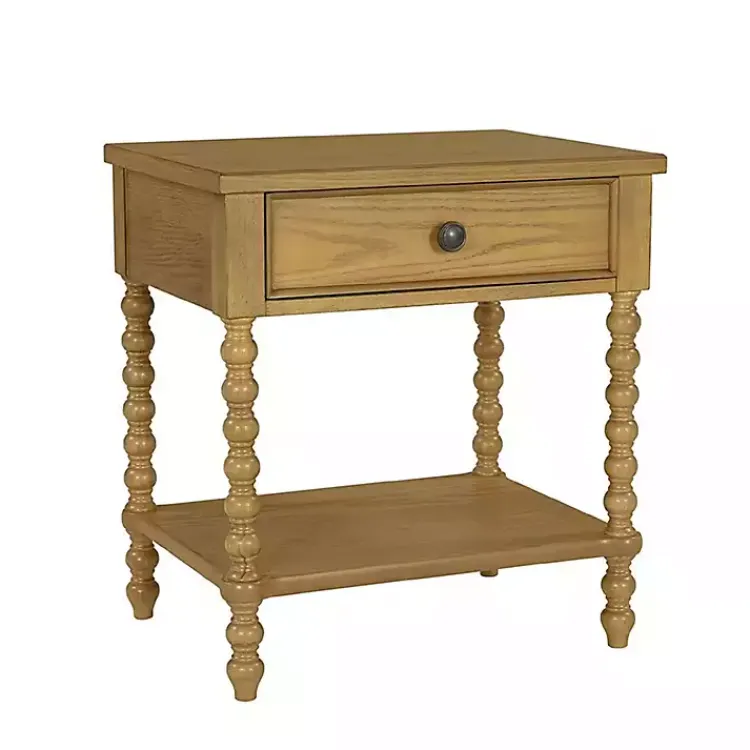 Nightstands-Kirklands Home Beckett Camel Oak Wood Nightsd Tan
