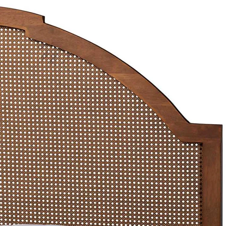 Beds & Headboards-Kirklands Home Walnut Rattan Queen Storage Bed Brown