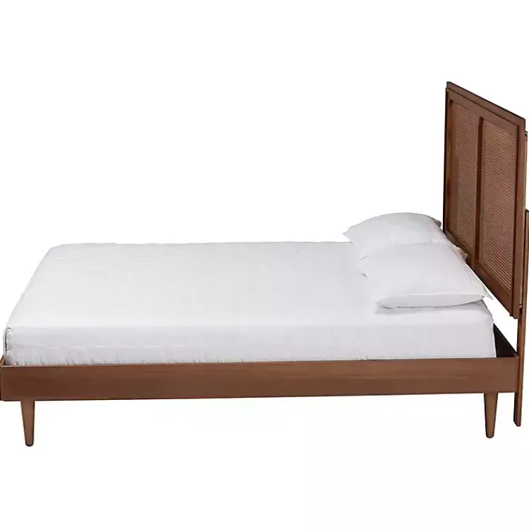 Beds & Headboards-Kirklands Home Walnut Rattan Amelia Queen Bed Brown